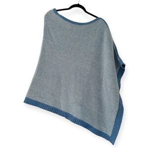 Talbots Blue/White Asymmetrical Poncho Sweater Size M/L